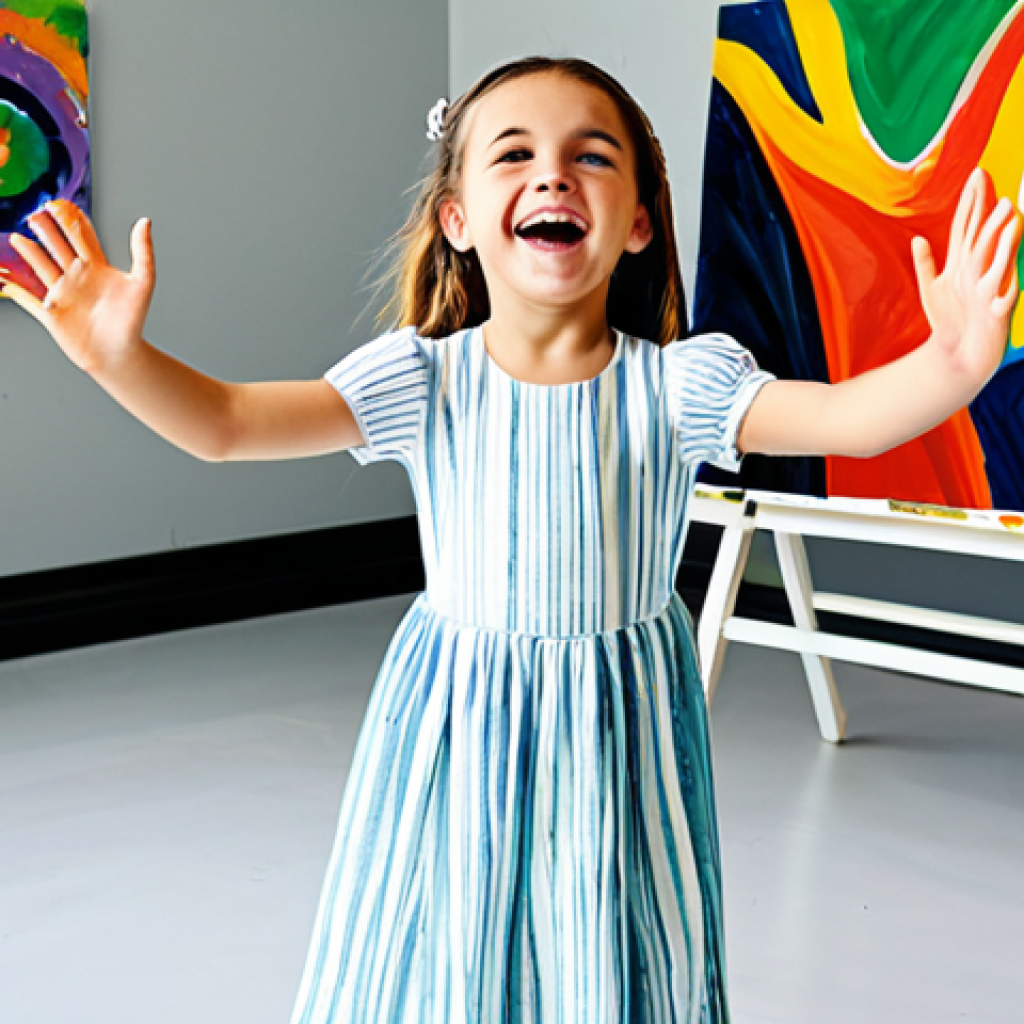 놀이치료와 신체놀이의 조화 - Child Expressing Emotions Through Art & Movement**
"A young child, fully clothed in modest attire, ...